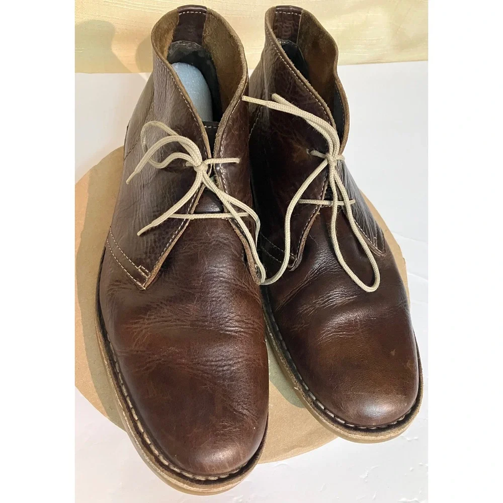 Clarks Desert Boots Mens Brown Excellent Tumbled Leather Chukka Shoes